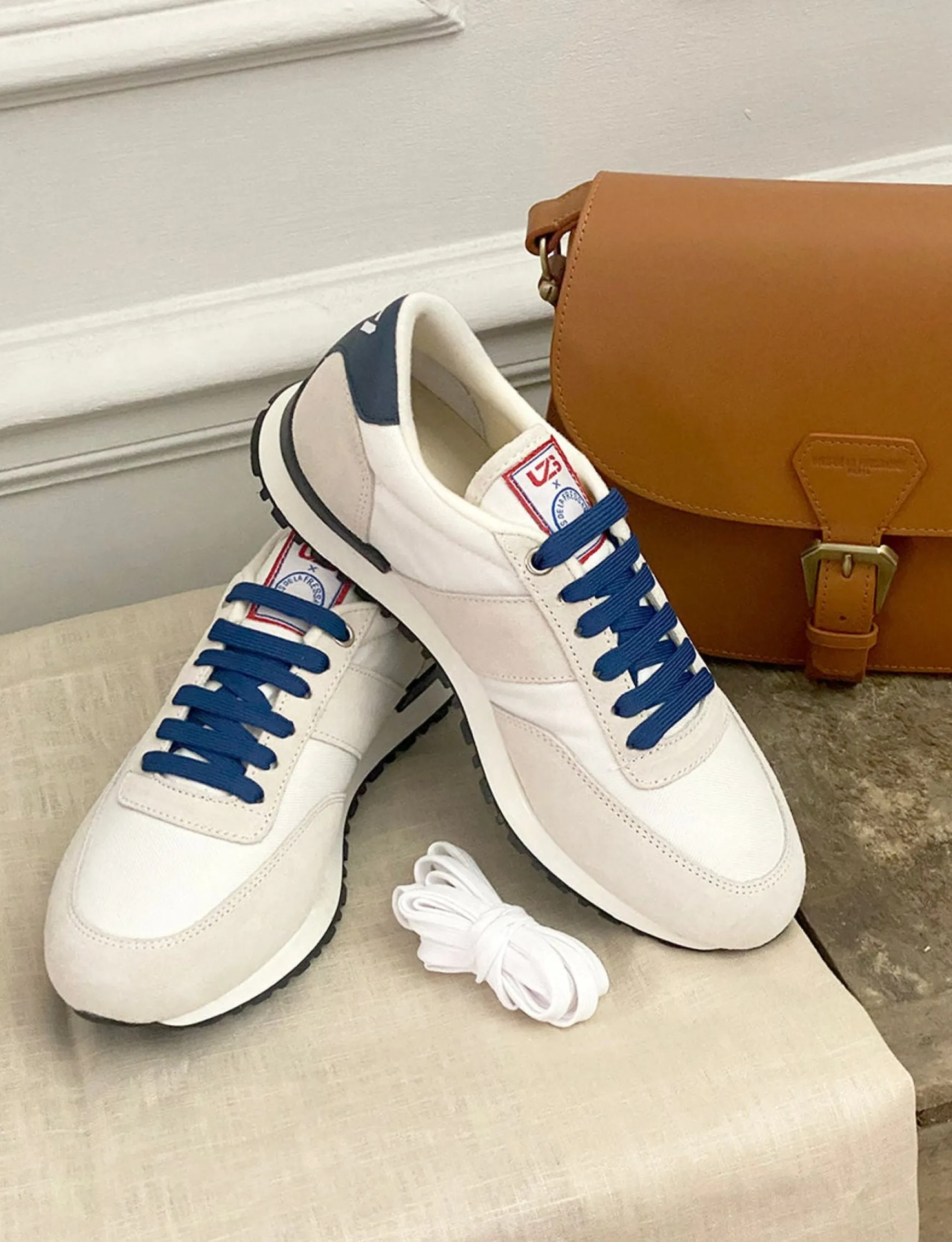 77" UZS x Ines de la Fressange Unisex white/beige/blue trainers