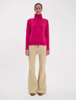 Aiden turtleneck jumper in fuchsia wool and cashmere