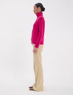 Aiden turtleneck jumper in fuchsia wool and cashmere