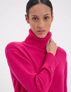 Aiden turtleneck jumper in fuchsia wool and cashmere