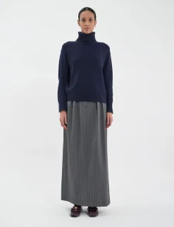 Aiden wool and cashmere turtleneck jumper Navy blue