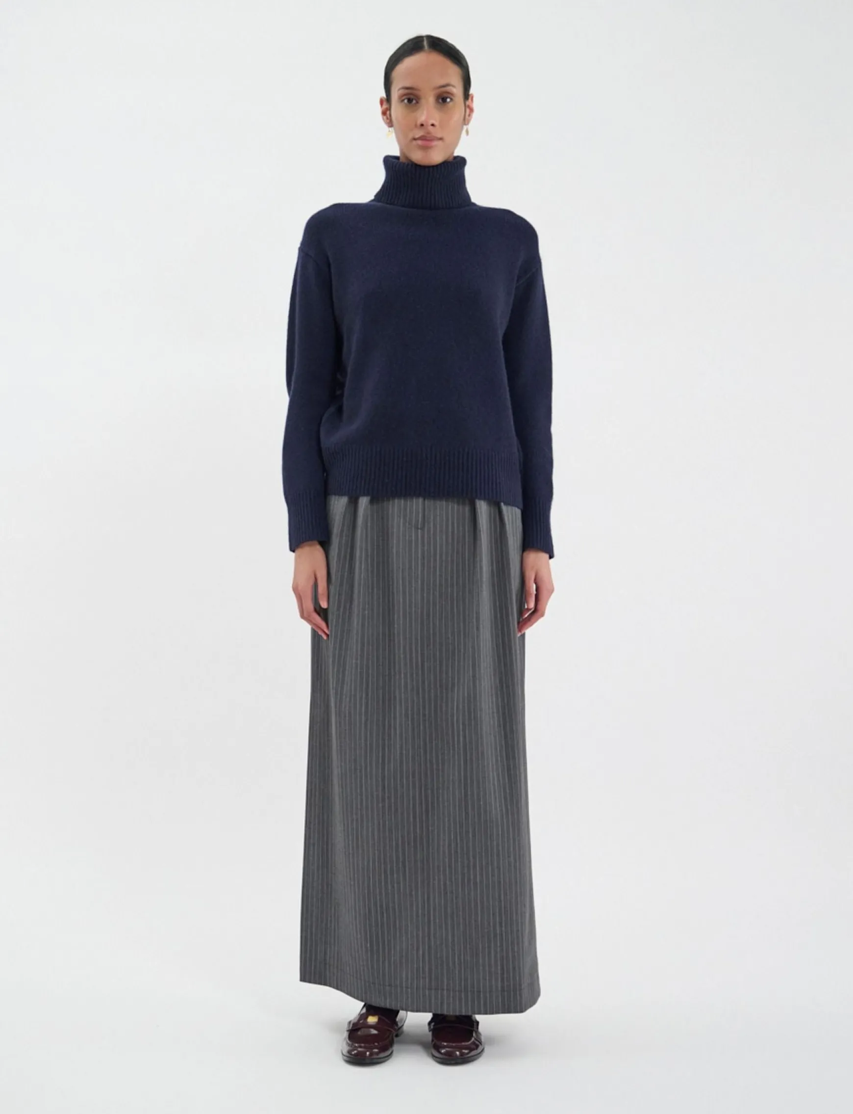 Aiden wool and cashmere turtleneck jumper Navy blue