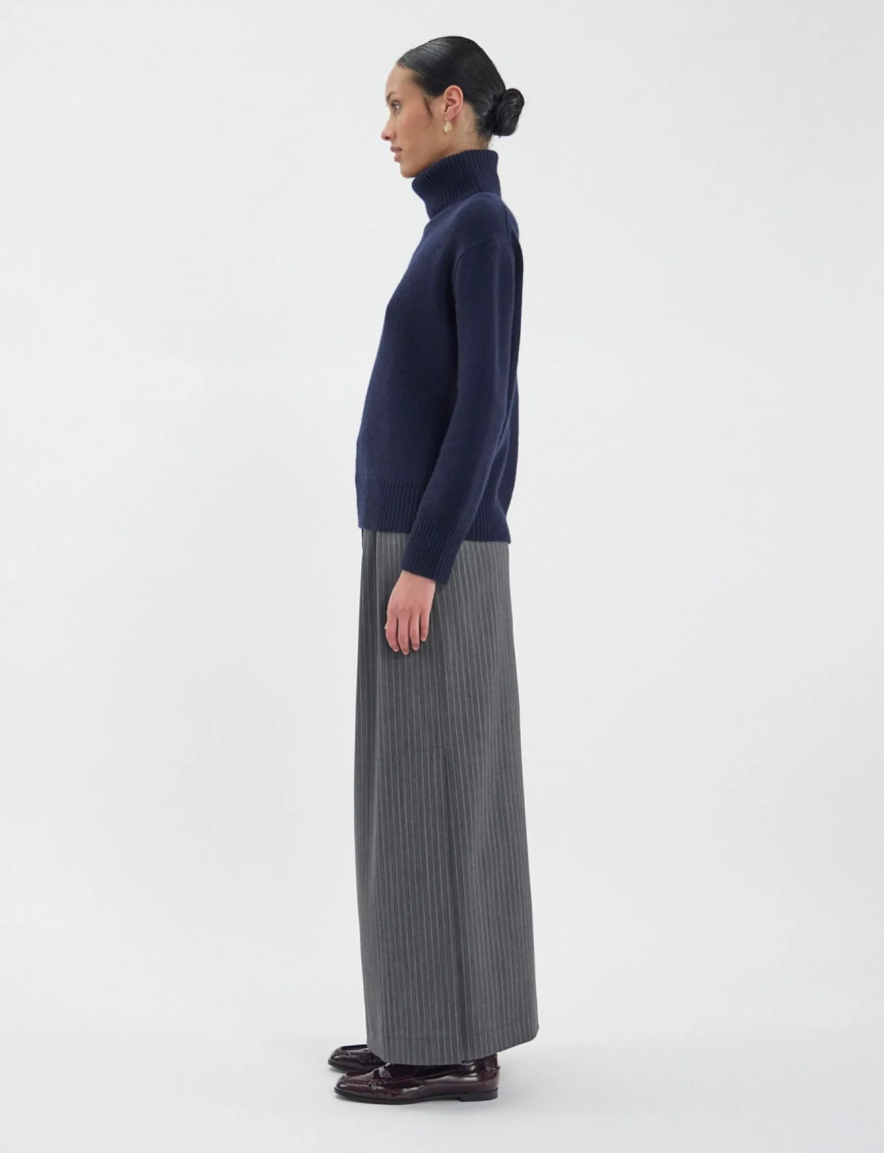 Aiden wool and cashmere turtleneck jumper Navy blue