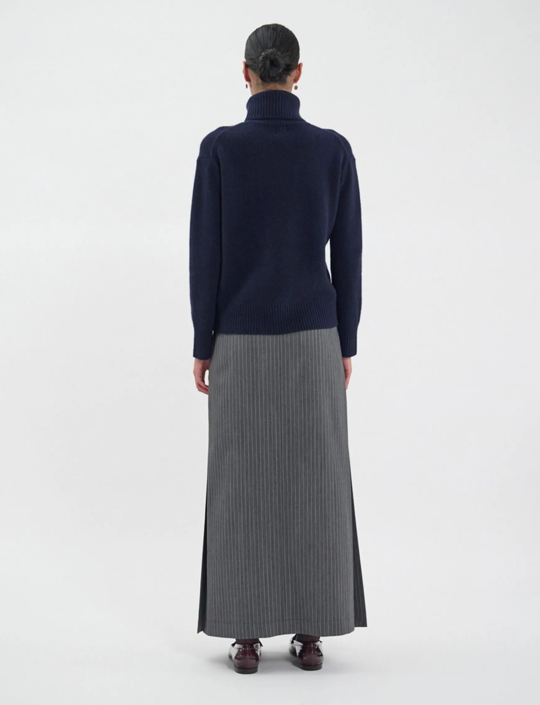 Aiden wool and cashmere turtleneck jumper Navy blue