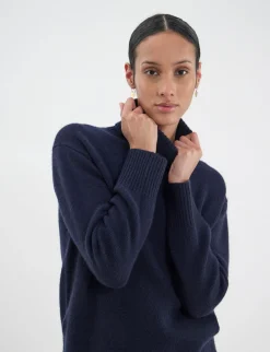Aiden wool and cashmere turtleneck jumper Navy blue