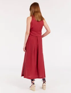 Ambre long dress in raspberry linen