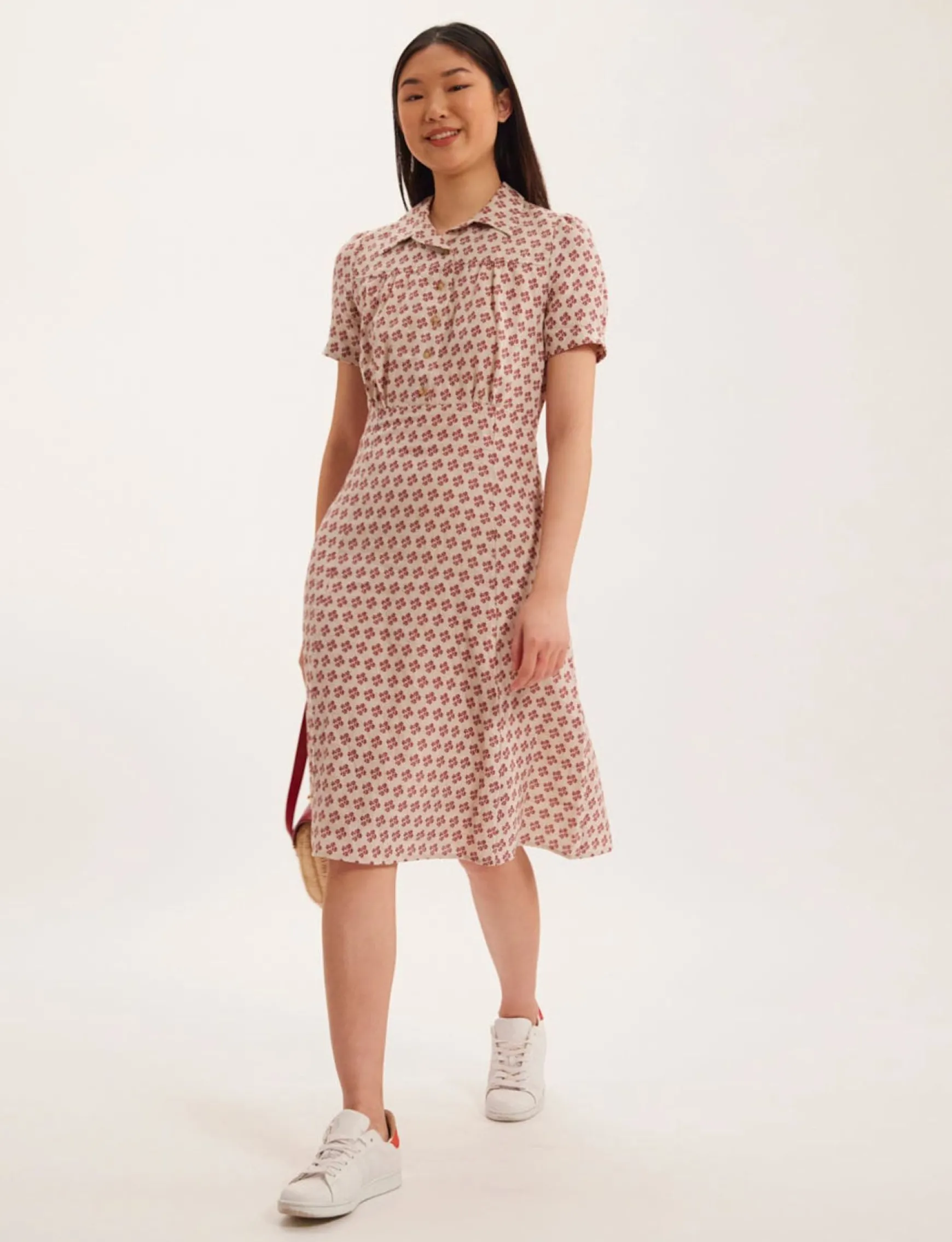 Angèle linen print dress