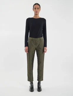 Audrey black and gold jacquard weave trousers