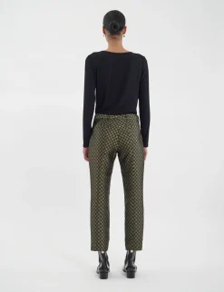 Audrey black and gold jacquard weave trousers