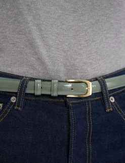 Aurelia almond green patent leather belt