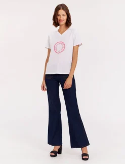 Aurore pink v-neck t-shirt