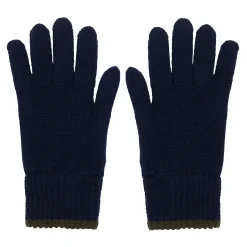 Bahia gloves in navy knit, khaki mesh