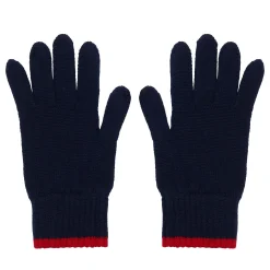 Bahia gloves in navy knit, red mesh