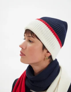 Bahia gloves in navy knit, red mesh