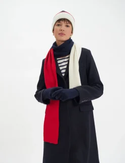 Bahia gloves in navy knit, red mesh