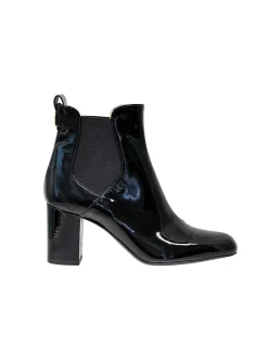 Black leather ankle boot