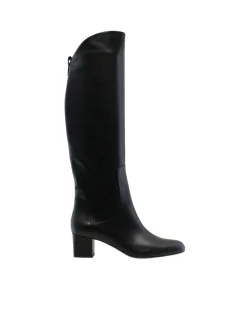 Black leather heeled boot