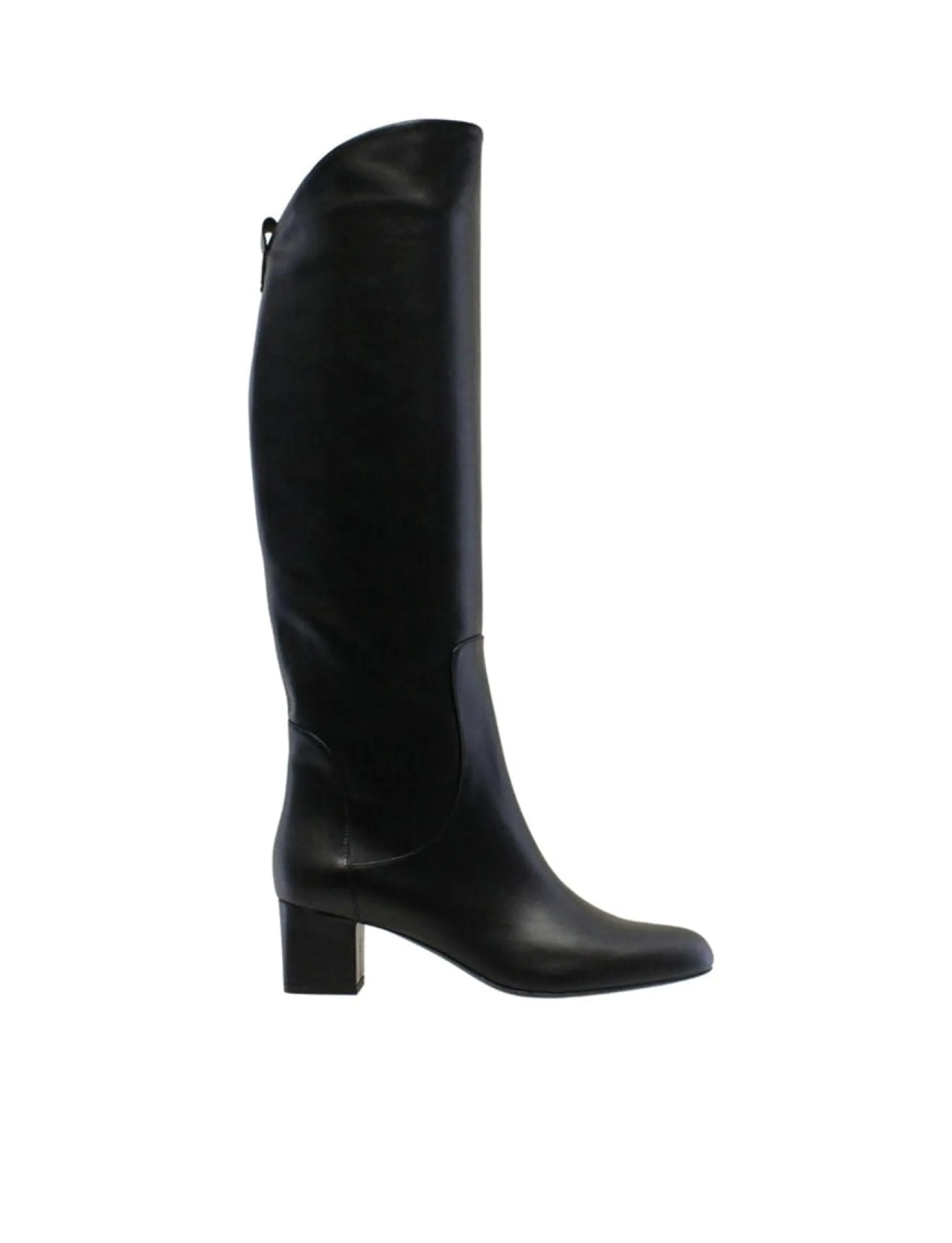 Black leather heeled boot
