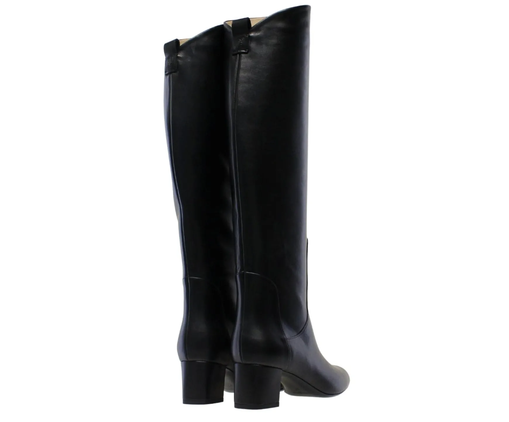 Black leather heeled boot