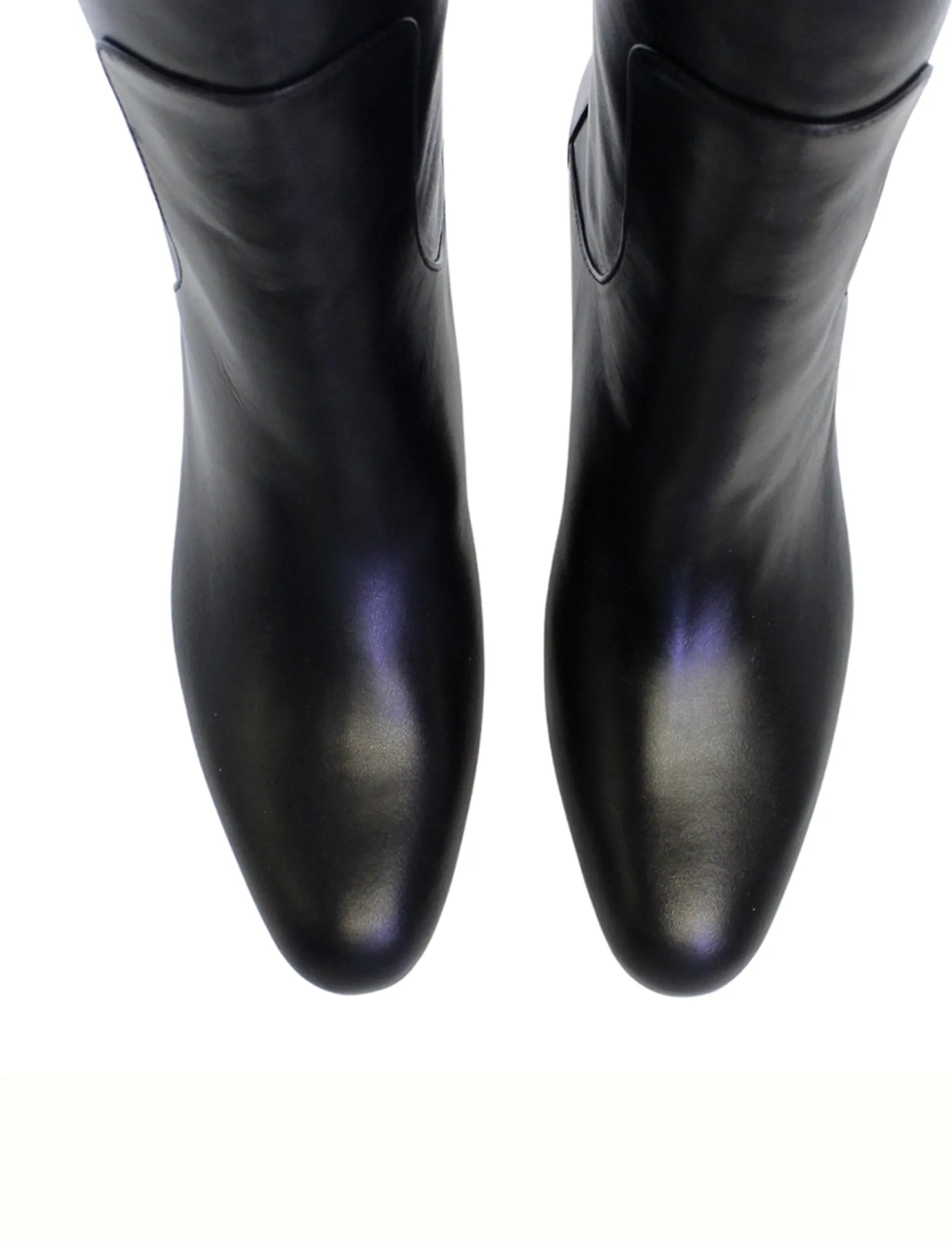 Black leather heeled boot
