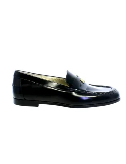 Black leather loafer