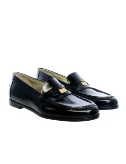 Black leather loafer