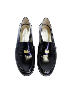 Black leather loafer