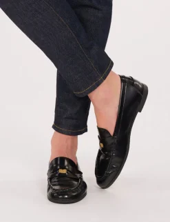 Black leather loafer