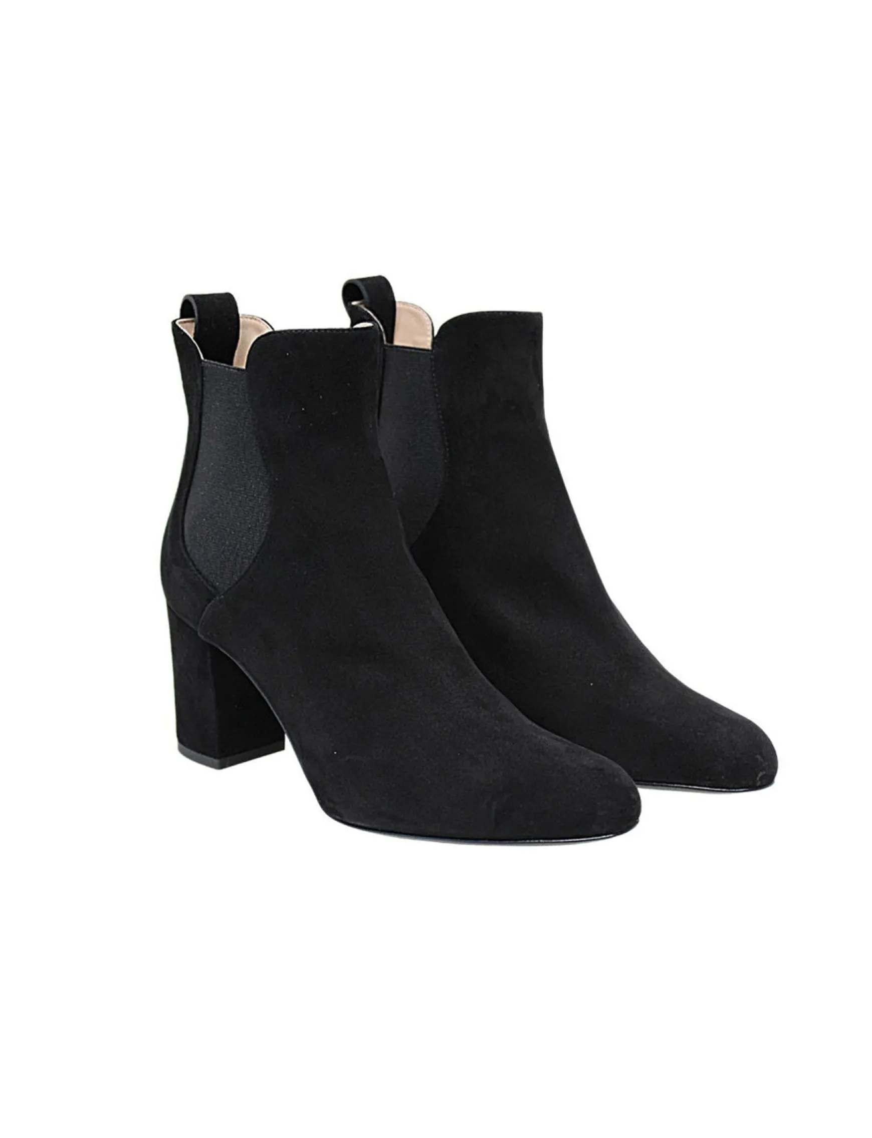 Black suede heeled ankle boot