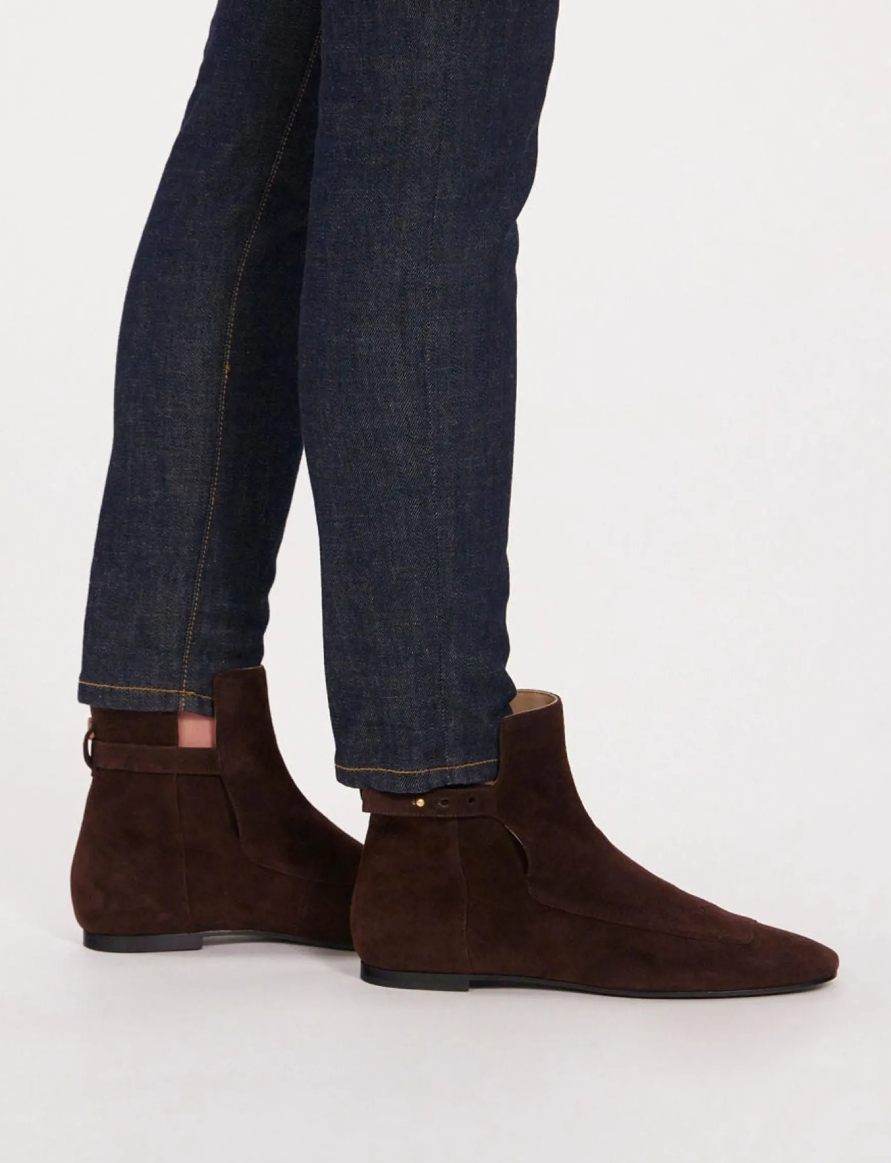 Brown suede ankle boot