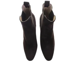 Brown suede ankle boot with heel