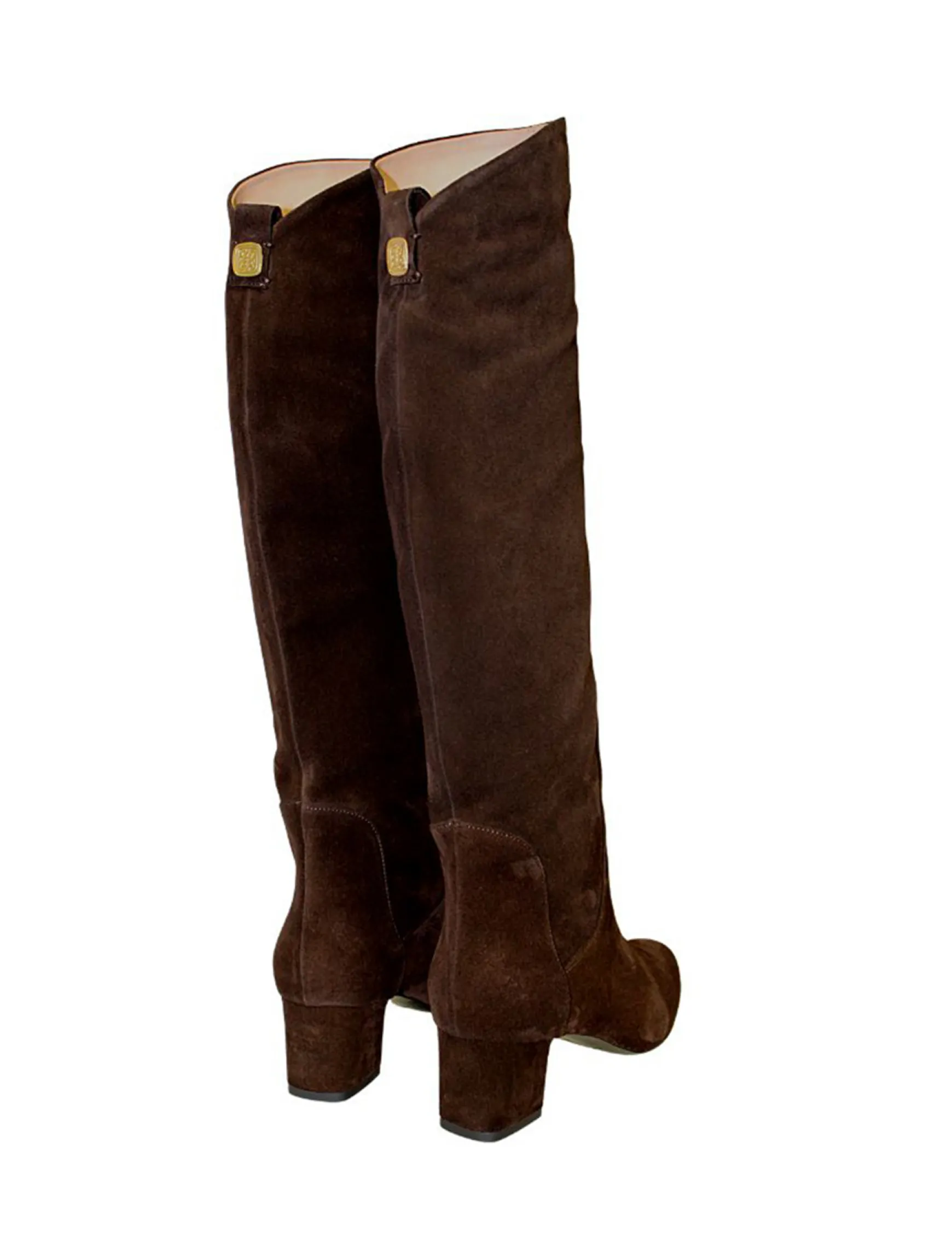 Brown suede heel boot