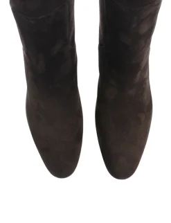 Brown suede heel boot
