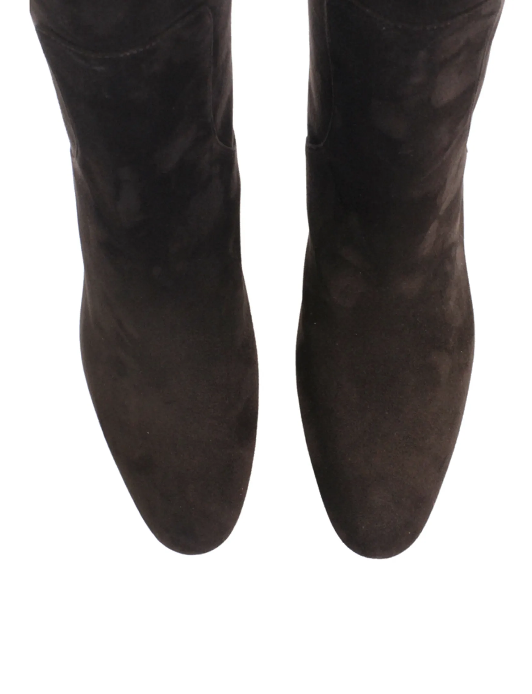 Brown suede heel boot