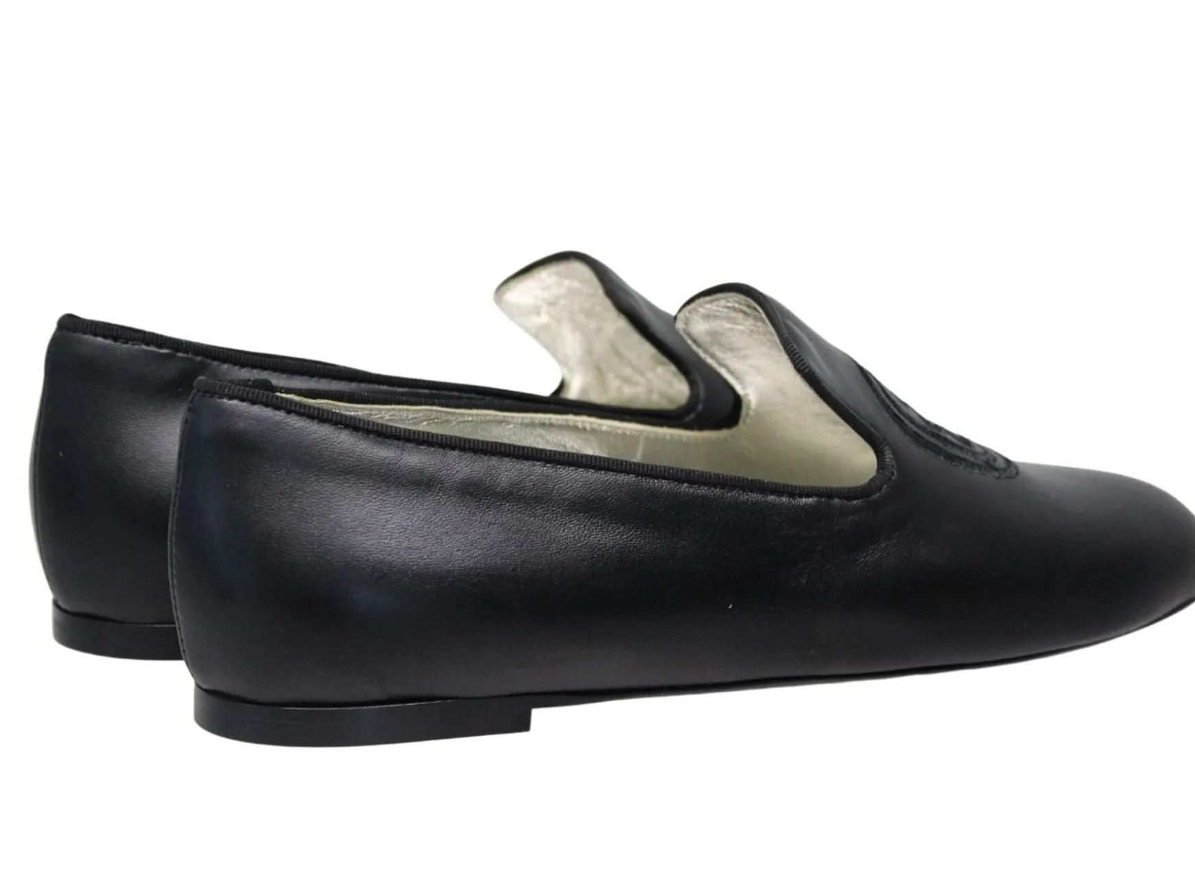 Callie embroidered loafer in black leather