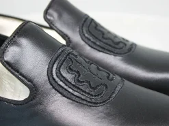 Callie embroidered loafer in black leather