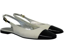 Celia cream and black slingback ballerina