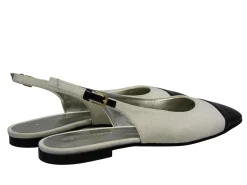 Celia cream and black slingback ballerina