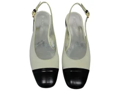 Celia cream and black slingback ballerina