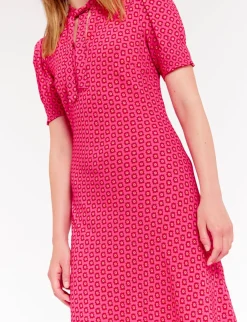 Cerise long pink print dress