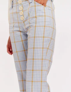 Charlotte blue and orange checked trousers