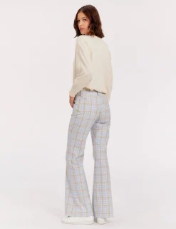 Charlotte blue and orange checked trousers
