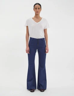 Charlotte navy cotton trousers