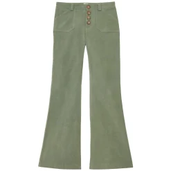 Charlotte trousers in almond green smooth velvet