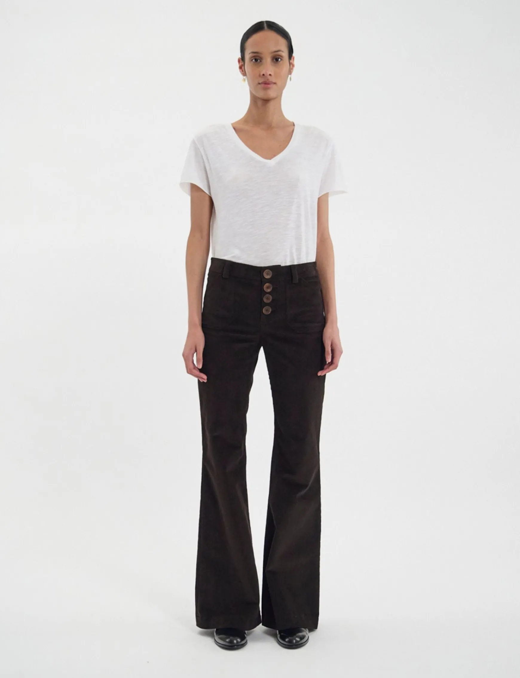 Charlotte trousers in brown milleraies velvet