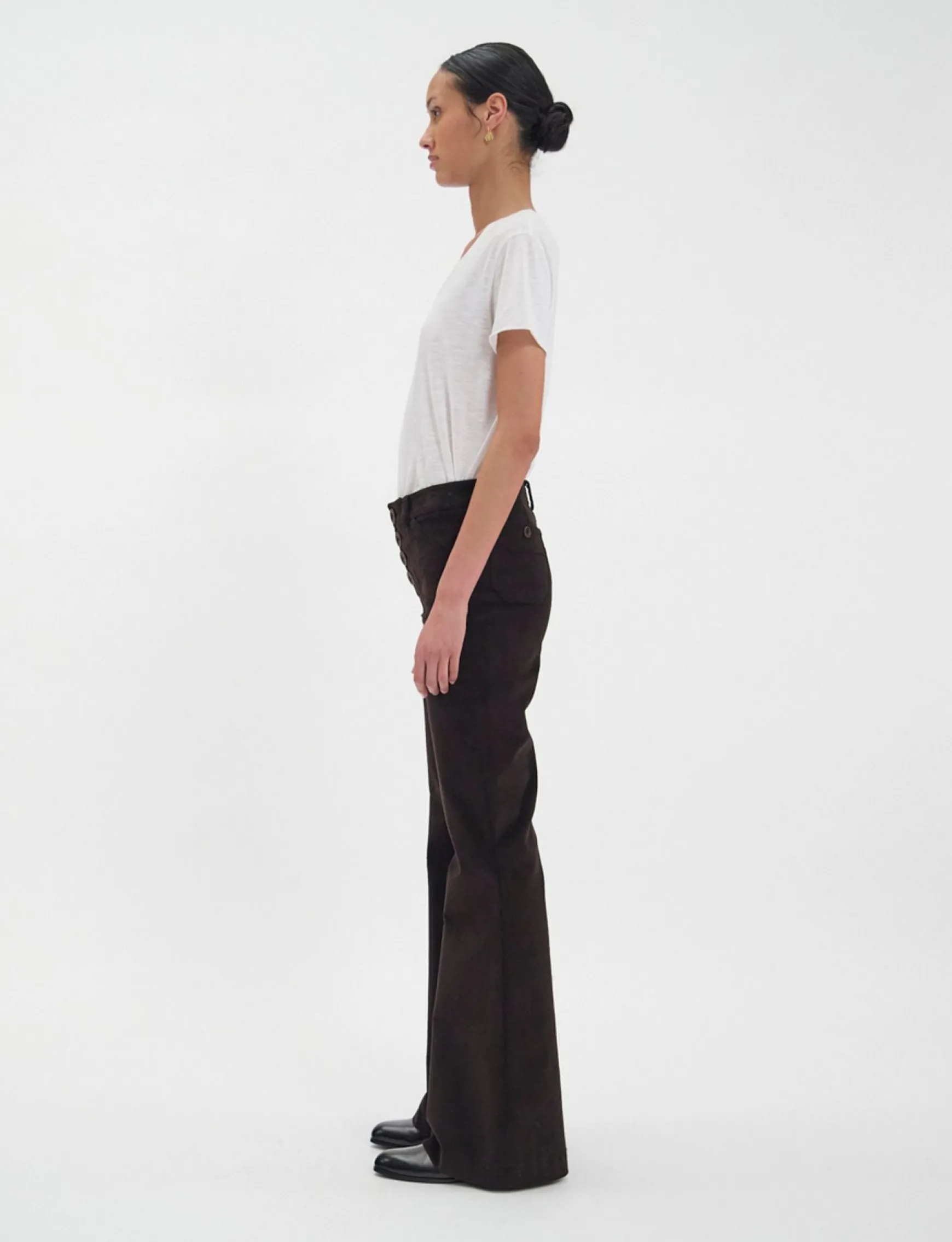 Charlotte trousers in brown milleraies velvet