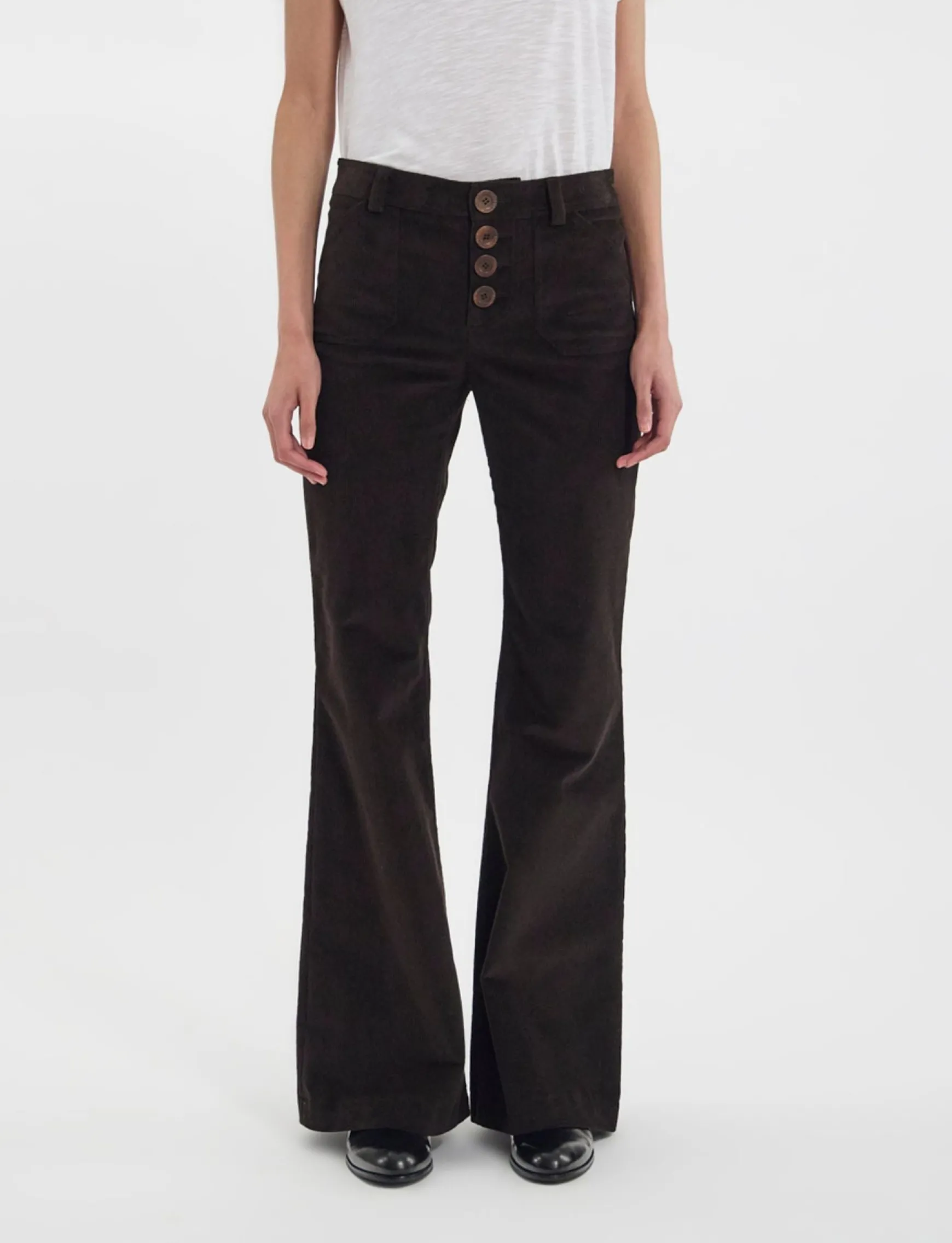 Charlotte trousers in brown milleraies velvet