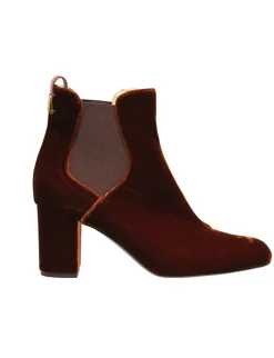 Chelsea boots with heel, copper velvet