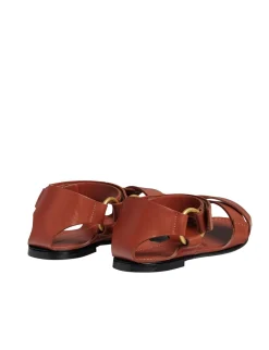 Cognac flat sandal