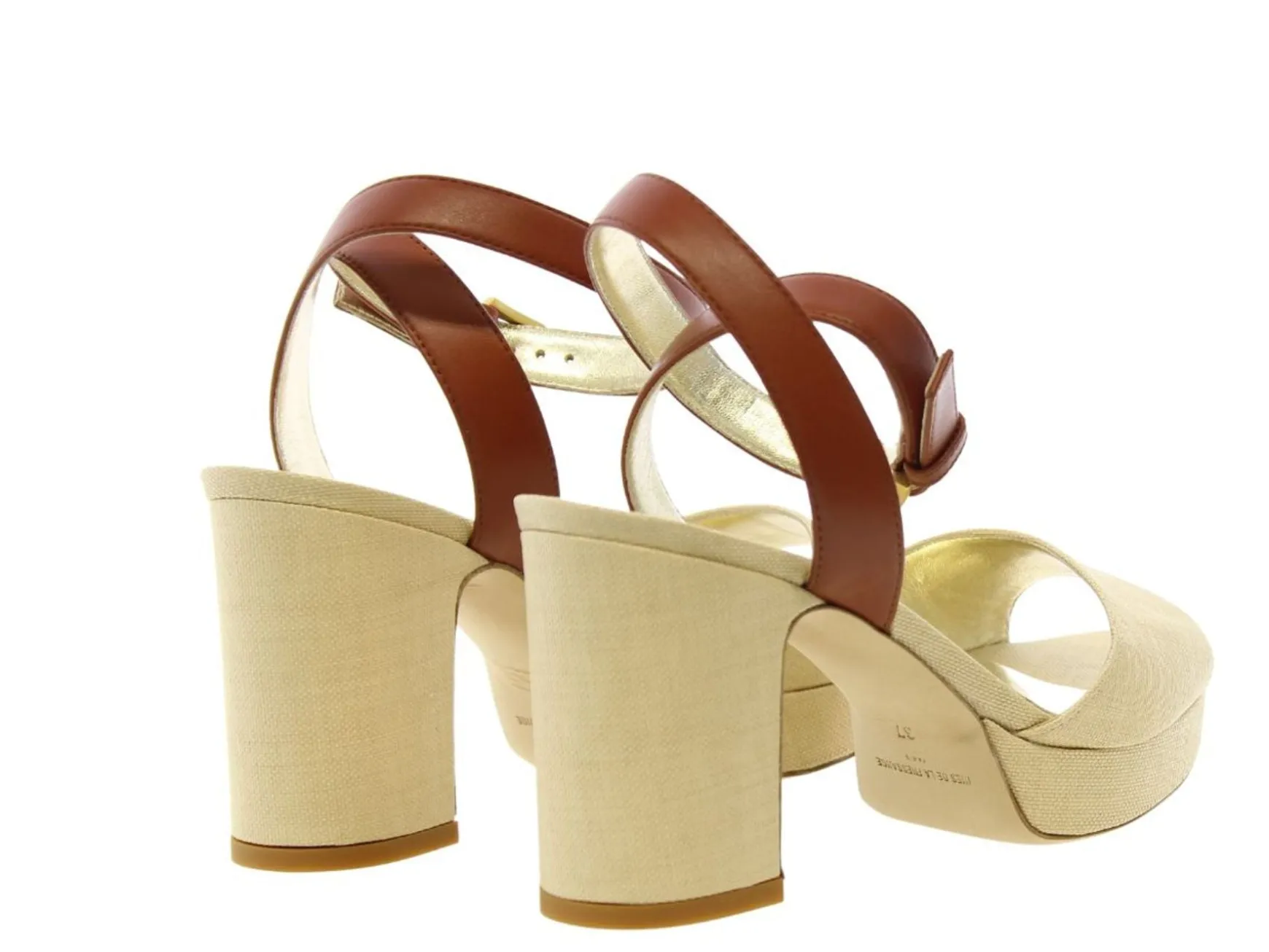 Cognac platform sandal